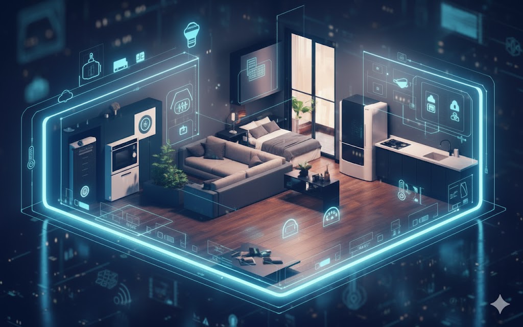 منزل ذكي — لوحة تحكم وأنظمة متصلة